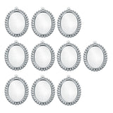 Maxbell 10 Pieces 13x18mm Vintage Oval Pendant Bezel Trays, Silver Tone, Blanks Cameo Bezel Cabochon Settings for Jewelry Making Charms