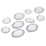 Maxbell 10 Pieces 13x18mm Vintage Oval Pendant Bezel Trays, Silver Tone, Blanks Cameo Bezel Cabochon Settings for Jewelry Making Charms