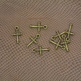 Maxbell Religious 3D X Knot Cross Charms - 21 x 11 mm - Pack of 50 - Metal Antique Bronze Colors, Tiny Cross Pendants Ancient Bronze Jewelry Findings Beads DIY Craft Supplies