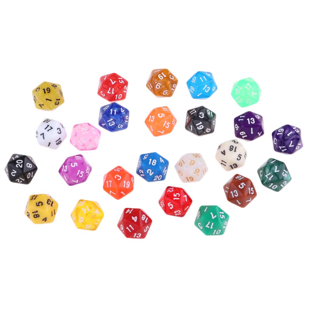 Maxbell 25 Pcs Polyhedral D20 Dice For TRPG Game Dungeons And Dragons Random Color