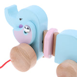 Maxbell Cute Cartoon Elephant Wooden Walk ALong Pull Walking Toy For Baby Toddler