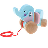 Maxbell Cute Cartoon Elephant Wooden Walk ALong Pull Walking Toy For Baby Toddler