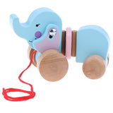 Maxbell Cute Cartoon Elephant Wooden Walk ALong Pull Walking Toy For Baby Toddler