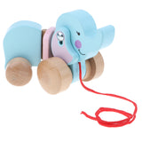 Maxbell Cute Cartoon Elephant Wooden Walk ALong Pull Walking Toy For Baby Toddler