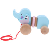 Maxbell Cute Cartoon Elephant Wooden Walk ALong Pull Walking Toy For Baby Toddler