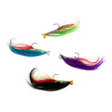 Maxbell 4pcs Dry Fly Lure Single Hook Various Colors Long Tail Fish Feather Hook Trout Fishing Dry Flies