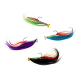 Maxbell 4pcs Dry Fly Lure Single Hook Various Colors Long Tail Fish Feather Hook Trout Fishing Dry Flies