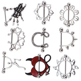 Maxbell 9 Pcs Nipples Ring Set Red OX Horn Flower Heart Ghost Claw Piercing Jewelry