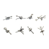 Maxbell 24 Pieces Tibetan Silver 3D Ballet Shape Charms Dangle Pendants Findings Jewelry Making Accessories