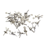 Maxbell 24 Pieces Tibetan Silver 3D Ballet Shape Charms Dangle Pendants Findings Jewelry Making Accessories