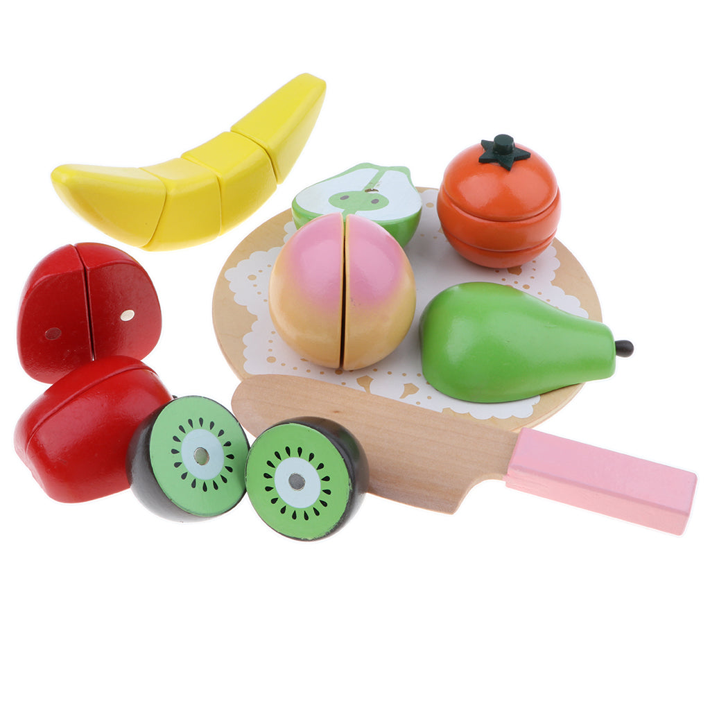 Maxbell 8 Pieces of Cutting Toys Food Fruits Playset, Kids Pretend Play and Educational Learning Toy