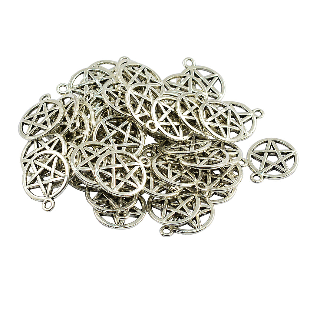 Maxbell 50 Pieces Tibetan Silver Necklace Pendant Base DIY Jewelry Pendant Accessories Craft Supplies