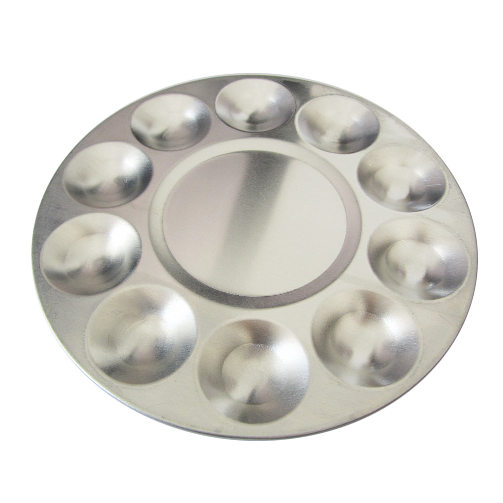 Maxbell Round Aluminium Alloy Paint Palette for Artist Mixing Tray for Art Supplies