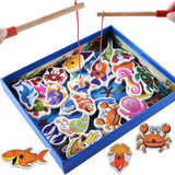 Maxbell Magnetic Fishing Rod Catching Frog Kids Wooden Toy Play Activity Game 34pcs