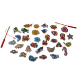 Maxbell Magnetic Fishing Rod Catching Frog Kids Wooden Toy Play Activity Game 34pcs