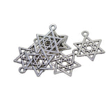 Maxbell 50 Pieces Tibetan Silver Solomon's Seal Hexagram Jewelry Making Charms Pendant for DIY Vintage Necklace Bracelet Earring Accessories, 21x16mm