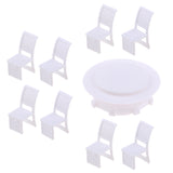 Maxbell Miniature Dollhouse Kitchen Scenery Model 1:100 HO Scale Dining Table Chairs