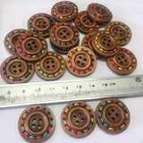 Maxbell 30 Pieces 4 Hole Round Wood Buttons DIY Sewing Scrapbooking Clothes Decoration 25mm