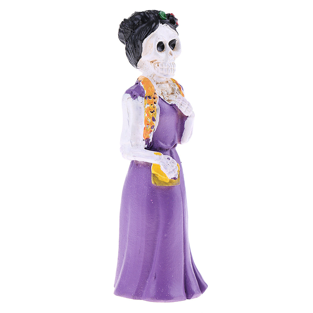 Maxbell Purple Resin Woman Human Skull Model Miniature Statue for House Garden Yard Office Decoration