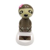 Maxbell Cartoon Solar Powered Tree Sloth Figurine - Nodding Dancing Swing Animal Model Kids Educational Toy Home Desk Decor