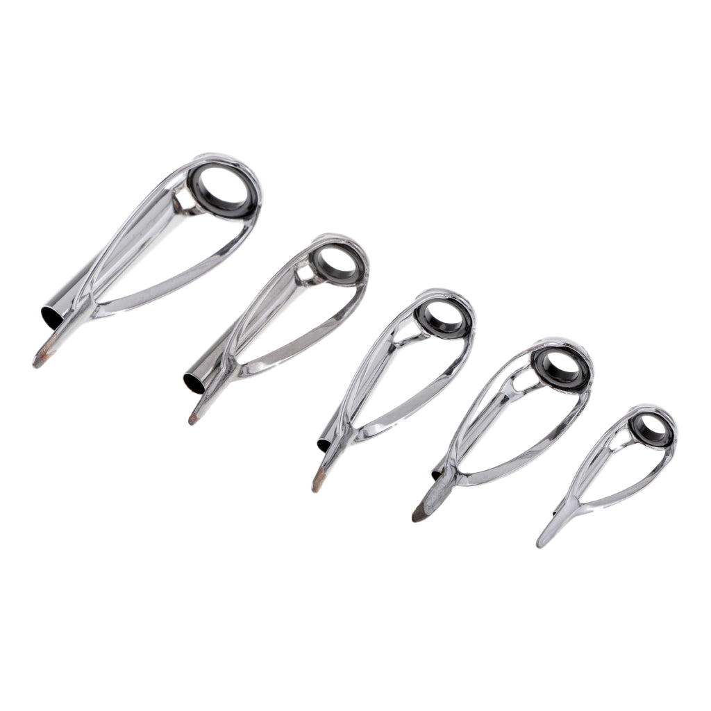 Maxbell 5pcs Fishing Rod Pole Guides Tips Top Eye Rings Repair Kits 5 Mixed Sizes