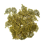 Maxbell 50 Piece Gold Alloy Hollow Feather Shape Charms Pendants Jewelry Making Findings