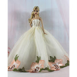 Maxbell Fashion Clothes Tube Top Dress Wedding Gown For 1/6 Doll Accs Light Yellow