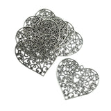 Maxbell 6 Pieces Tibetan Silver Heart Pendant Jewelry Making Charms Extra Large Pendants