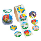 Maxbell 1.5 Inch Multicolored Farm Animal Stickers Roll, 2Pcs Kids' Reward Stickers Rolls (100 Stickers Per Roll)