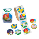 Maxbell 1.5 Inch Multicolored Farm Animal Stickers Roll, 2Pcs Kids' Reward Stickers Rolls (100 Stickers Per Roll)