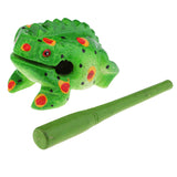 Maxbell Traditional Craft Wood Luck Frog Home Office Decoration Kids Musical Toys -Green