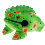 Maxbell Traditional Craft Wood Luck Frog Home Office Decoration Kids Musical Toys -Green