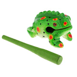 Maxbell Traditional Craft Wood Luck Frog Home Office Decoration Kids Musical Toys -Green