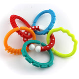 Maxbell Baby Teether - 6pcs Silicone Sensory Teething Ring Toys - Fun, Colorful