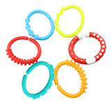 Maxbell Baby Teether - 6pcs Silicone Sensory Teething Ring Toys - Fun, Colorful