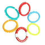 Maxbell Baby Teether - 6pcs Silicone Sensory Teething Ring Toys - Fun, Colorful