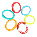 Maxbell Baby Teether - 6pcs Silicone Sensory Teething Ring Toys - Fun, Colorful