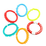 Maxbell Baby Teether - 6pcs Silicone Sensory Teething Ring Toys - Fun, Colorful