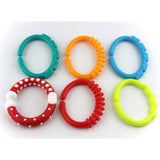 Maxbell Baby Teether - 6pcs Silicone Sensory Teething Ring Toys - Fun, Colorful