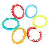 Maxbell Baby Teether - 6pcs Silicone Sensory Teething Ring Toys - Fun, Colorful