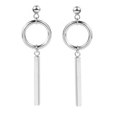 Maxbell Stainless Steel Silvertone Earrings Ear Studs Cube Rectangle Bar Ring Loop Dangle Earrings
