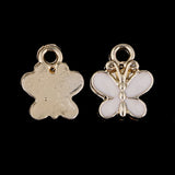 Maxbell 15 Piece Alloy Enamel Butterfly Shape Pendants Jewelry Making Charms DIY Hair Accessories Findings White Gold