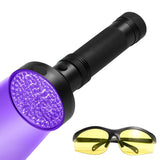 Maxbell 100 LED UV Blacklight Lamp LED Flashlight Counterfeit Torch Lamp with Goggle