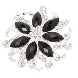 Maxbell Fashion Jewelry Crystal Floral Brooch Pin Black and Silver