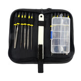 Maxbell 15 Pieces Needle File Set Mini Assorted Wood Rasp Set Steel Needle Files with Brush Parts Box in Zipper Package Case for Wood and Soft Stuffs Carving