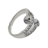 Maxbell 1pcs Silver Rhinestone Ring with Pearl Base Adjustable Ring for Jewelry DIY