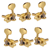 Maxbell 6 Pieces Zinc Alloy Open Tuning Pegs Tuners 3L 3R for Acoustic Folk Guitar Parts Gold