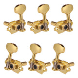 Maxbell 6 Pieces Zinc Alloy Open Tuning Pegs Tuners 3L 3R for Acoustic Folk Guitar Parts Gold