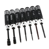 Maxbell 7 Pieces Steel Screwdriver Set RC Tool Kit for RC Model Car Helicopter Black (1.5mm, 2mm, 2.5mm, 3mm, 4mm, 5.5mm)