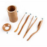 Maxbell 6 Pieces Bamboo Tea Utensils Gongfu Tea Set Cha Dao Strainer Scoop Tools